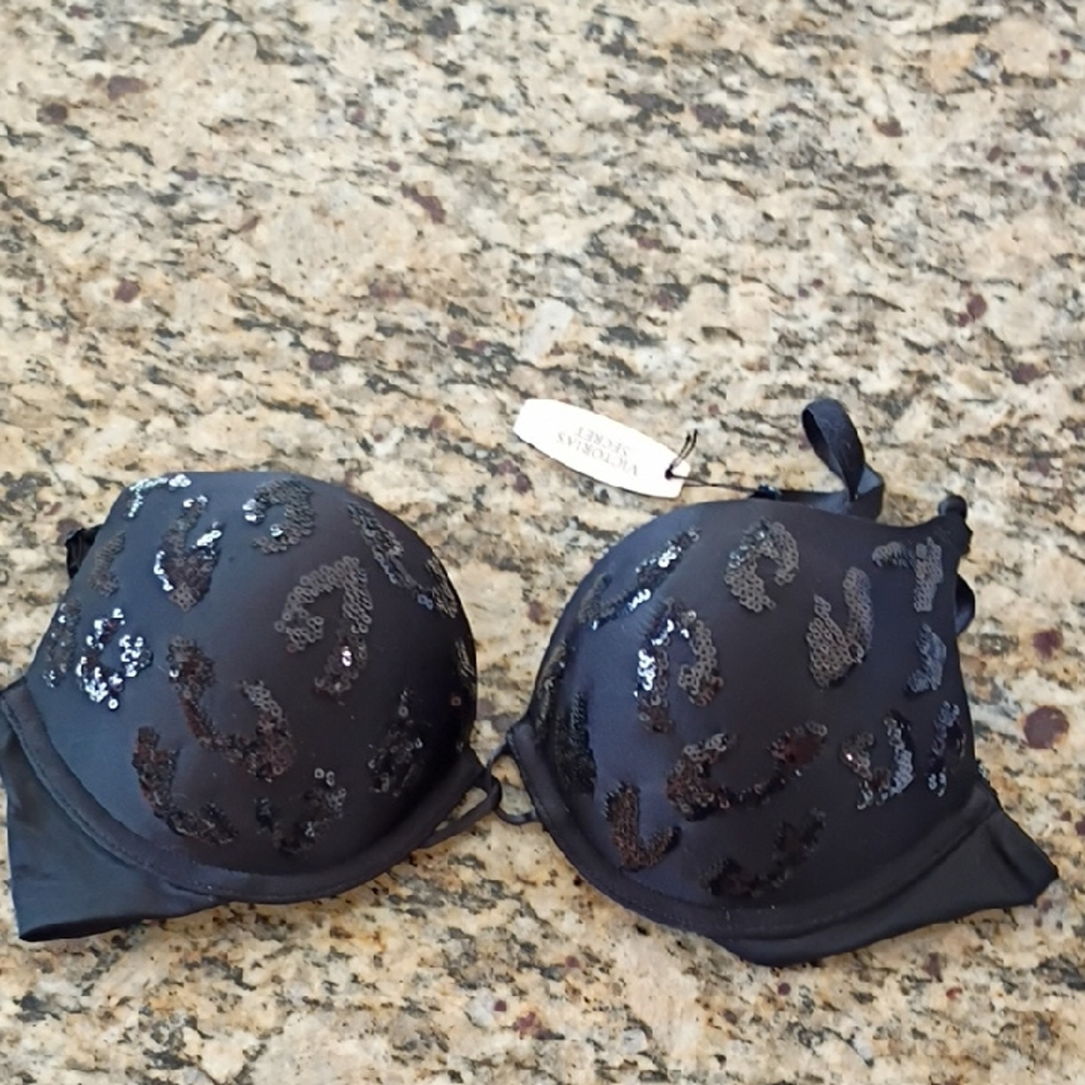 Rare Victoria's Secret Miraculous Plunge Bombshell Sequin Leopard Bra